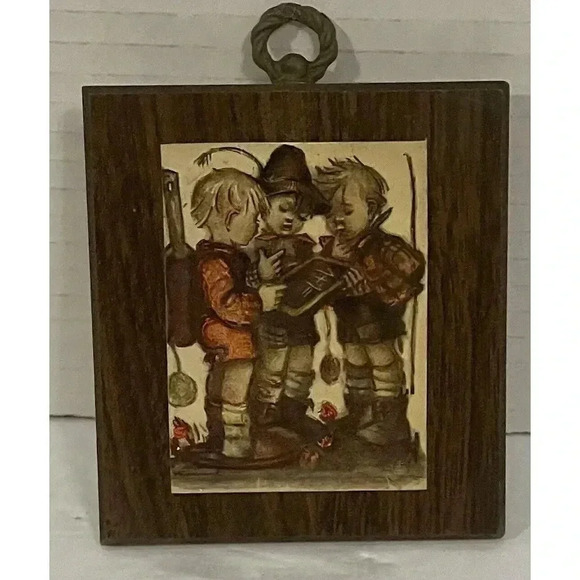 Hummel Lithograph Plaque 3 Boys 3 3/8‎ Inch W x 3 3/4 Inch L Vintage - Picture 1 of 2